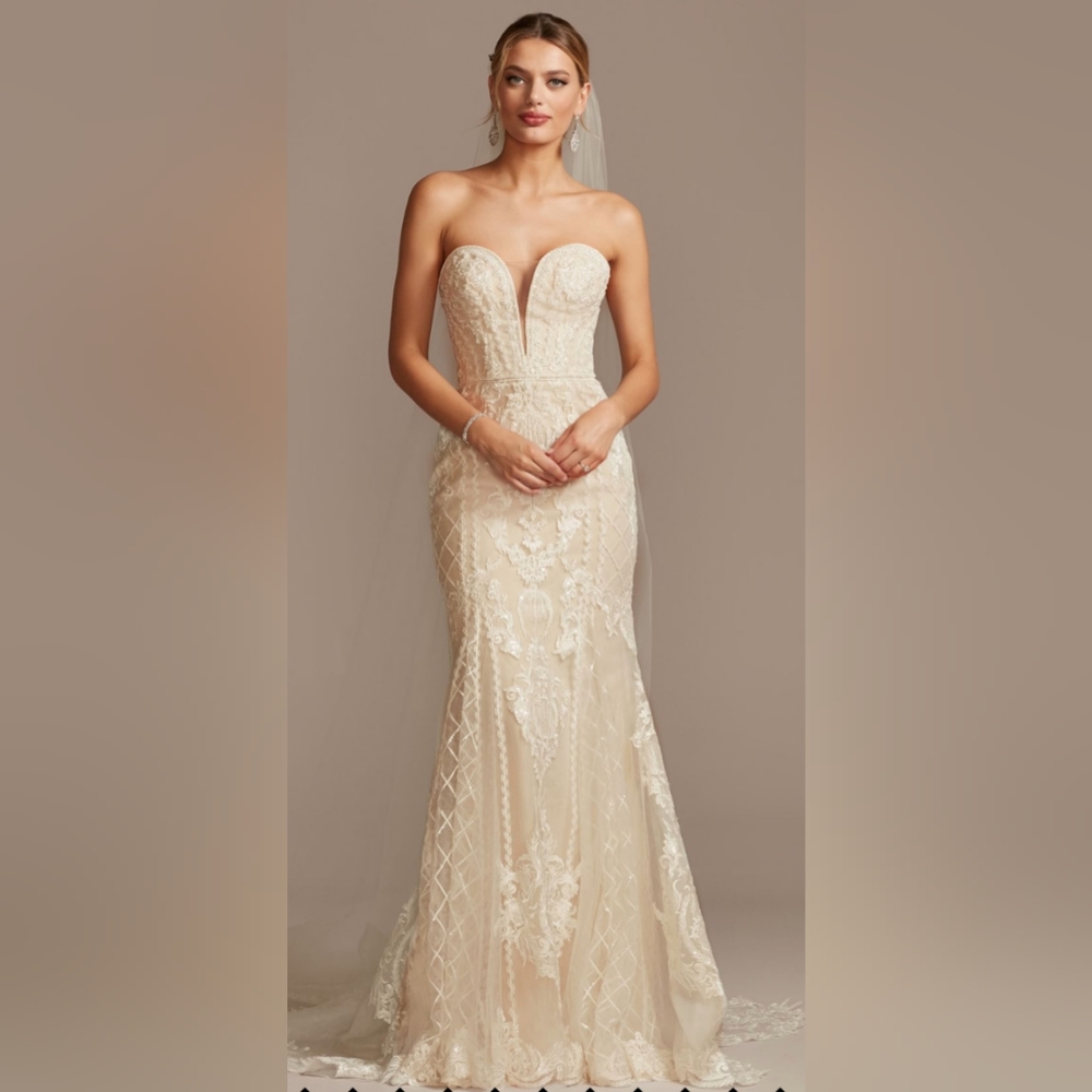 OLEG CASSINI Wedding Gown/Dress CWG878 size 12 BNWT Ivory/Champagne